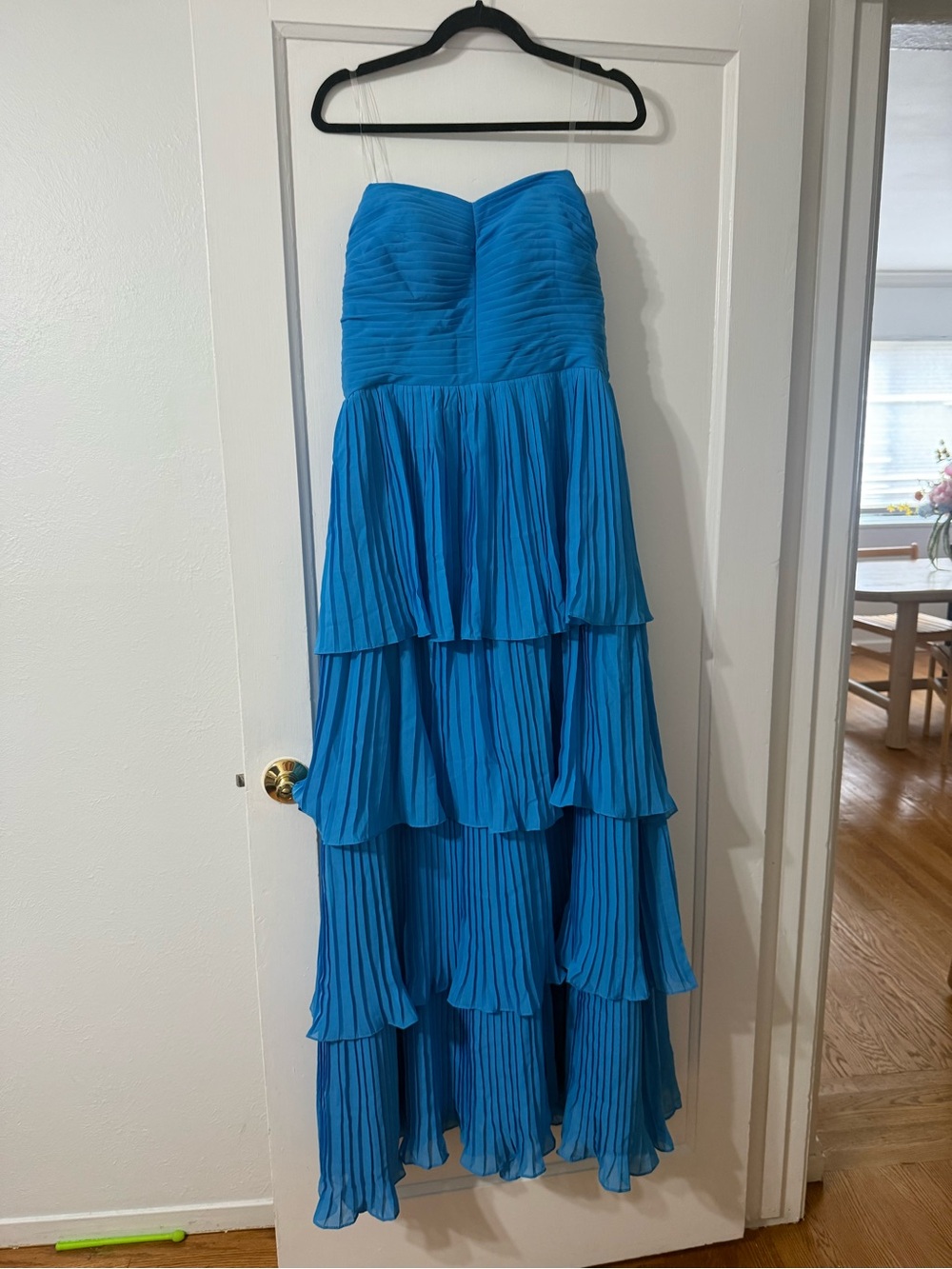 Blue Tiered Pleated Maxi Skirt - Women